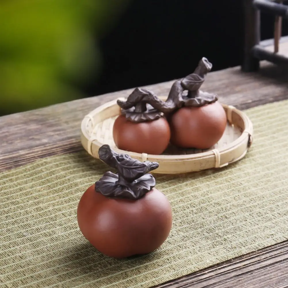 Wealth Attracting Tea Playing Tea Set Handcrafted Purple Clay Persimmon Tea Pet Set Wealth Attracting Companion for Home