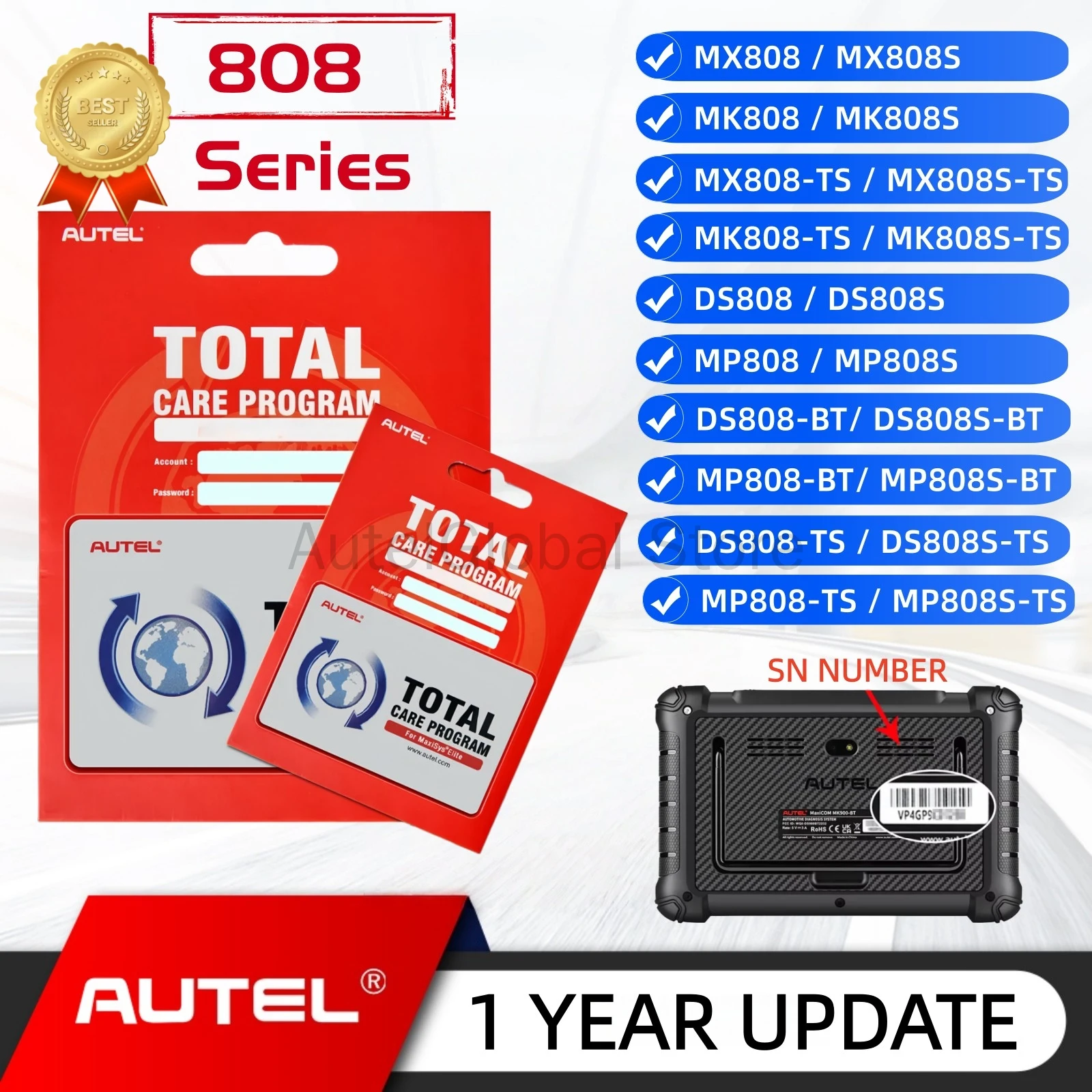 

Сервис обновления 1 года TCP для Autel MX808 MK808 DS808 MP808 MX808-TS MK808-TS DS808-BT MP808-BT DS808-TS MP808-TS Без региона