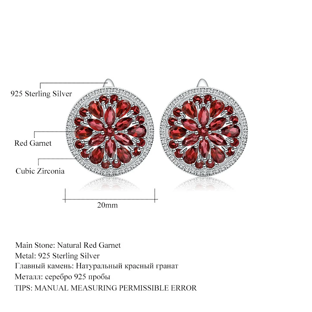 brand genuine Luxury real jewels Zhongxi Jewelry Natural Stone Inlaid with Red s925 Silver Crystal Earrings high quality