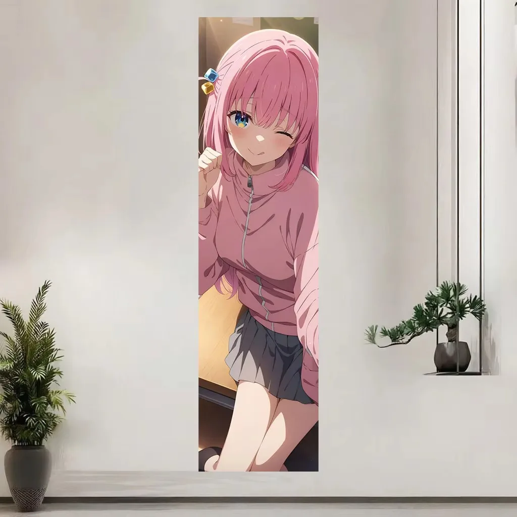 P-Pocchi The Rock Kawaii Tapestry, Pink Hair Cube Hair Clip Tracksuit Skirt Print Wall Hanging for Teen Girls Dorm Bedroom Decor