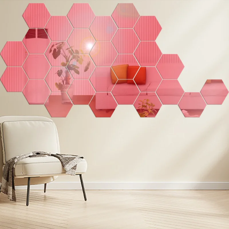 24/6PCS FAI DA TE 3D Specchio Adesivo Da Parete Esagono Decorazioni Per La Casa Specchio Decor Adesivi Arte Della Parete Decorazione Della Camera Da