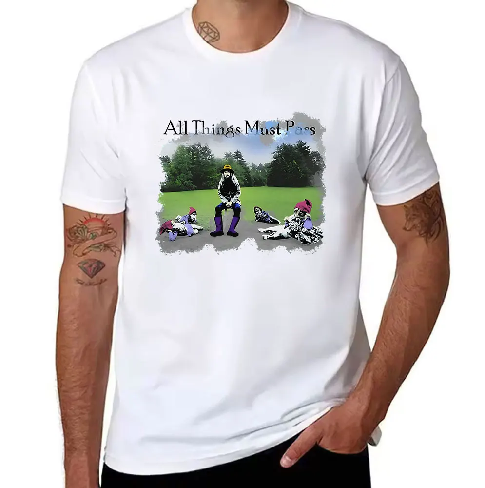 Men's Cotton T-Shirt All Things Must Pass Graphic Print Retro Style Casual Tee for Daily Wear