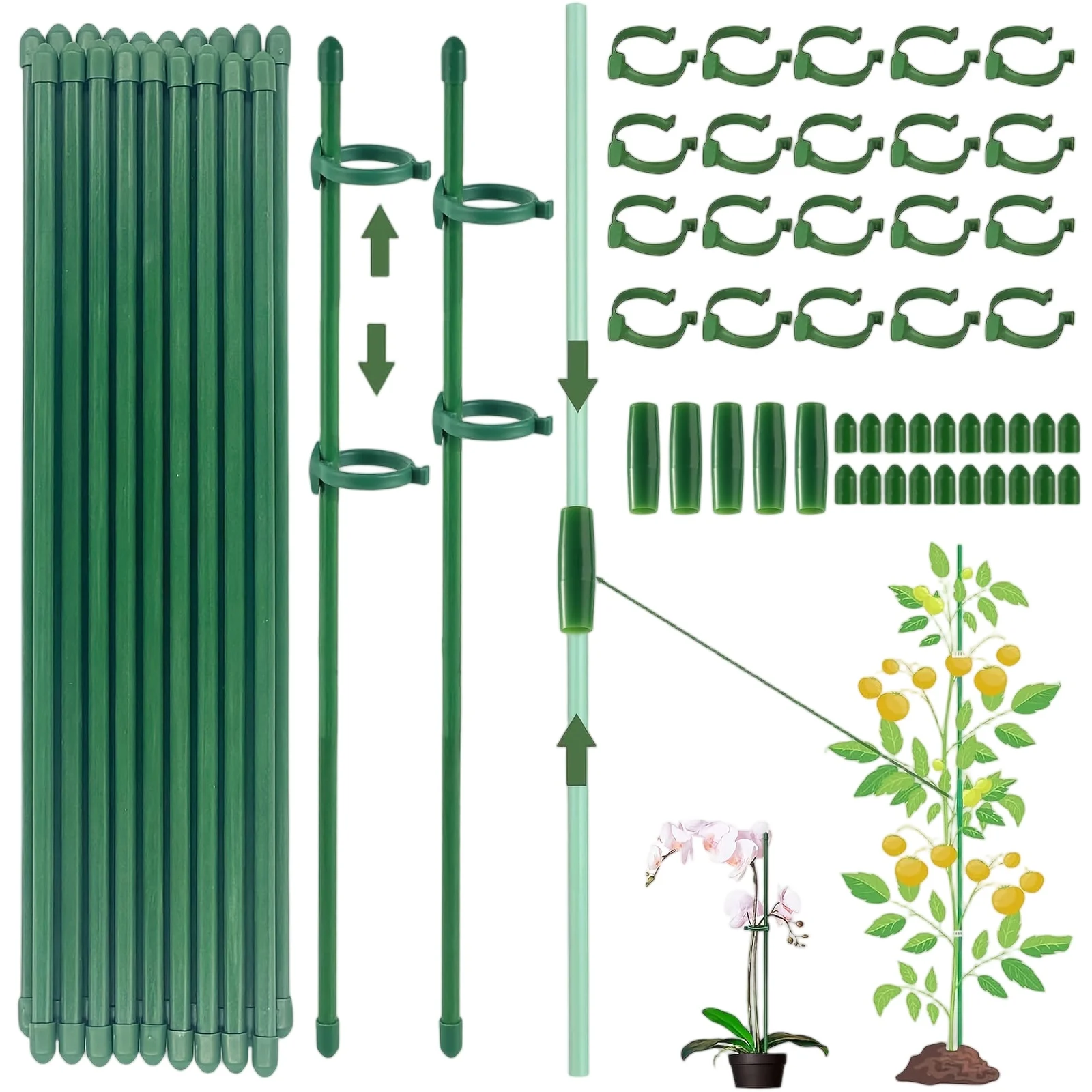 Plant Supports Rod Single Stem Shrub Holder Garden Stakes Flower Vegetables Vine Orchid Stick Adjustable Potted Plants Trellis