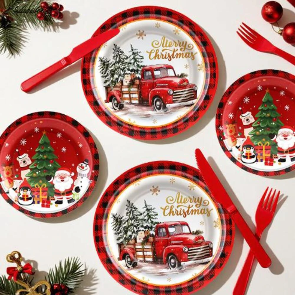 

Festive Dining Experience Dessert Plates 7 Inches Christmas Dinnerware Set 80-piece Dinnerware Set Easy Cleanup Solution