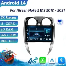 Android 14 For Nissan Note 2 E12 2012-2021 Car Radio Multimedia BT Carplay Android Car Multimedia Navigation 4G GPS Touch Screen