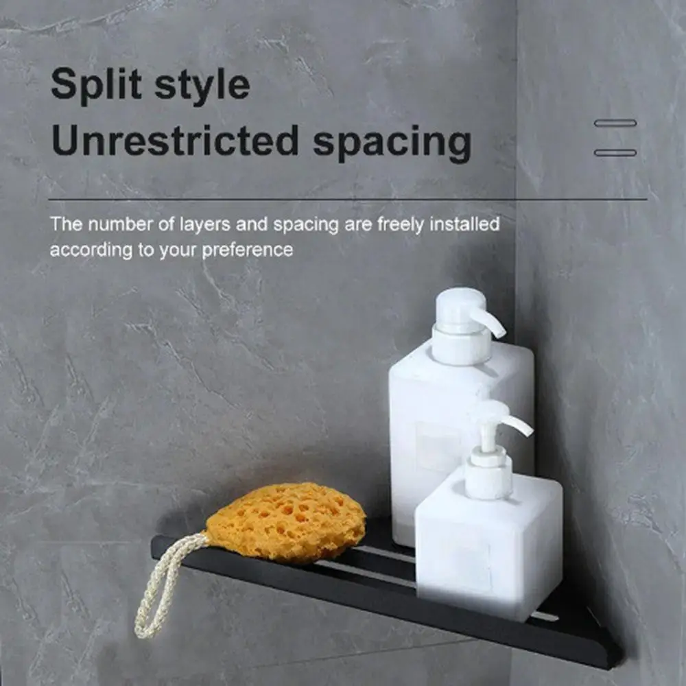 304 Stainless Steel Triangular Storage Rack No Drilling Bathroom Shower Corner Shelf Multi Functional Wall Corner Organize Rack