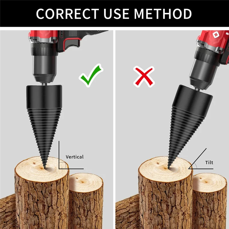 

A83I-6 PCS Firewood Log Splitter, 38Mm+50Mm Log Splitter Drill Bits, Wood Log Splitter +4 Handles