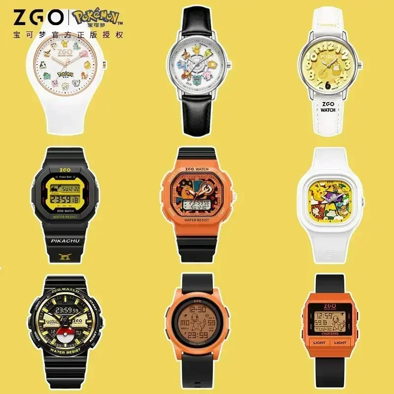 ZGO Co-branded Pokemon Series Watch Men\'s Sports Waterproof Student Trend Pikachu Quartz Electronic Watch Gifts