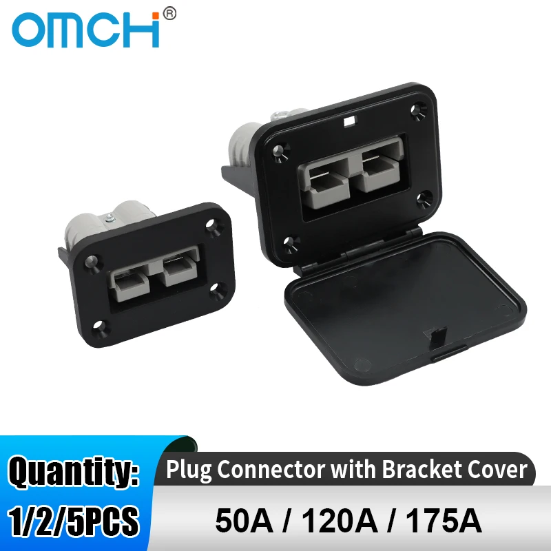 OMCH 1/2/5PCS 50A/120A/175A For Double Pole Plug Connector with Mount Bracket Panel Cover For Boat Truck Cable Connectors Plug
