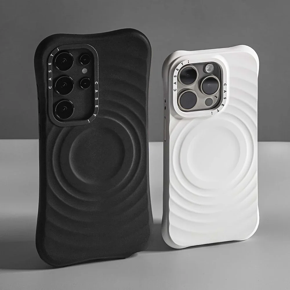 

Жидкий силиконовый чехол с гравировкой и буквами Ripple, магнитный чехол для телефона для Samsung Galaxy S25 S24 Ultra S25Plus, беспроводной защитный чехол