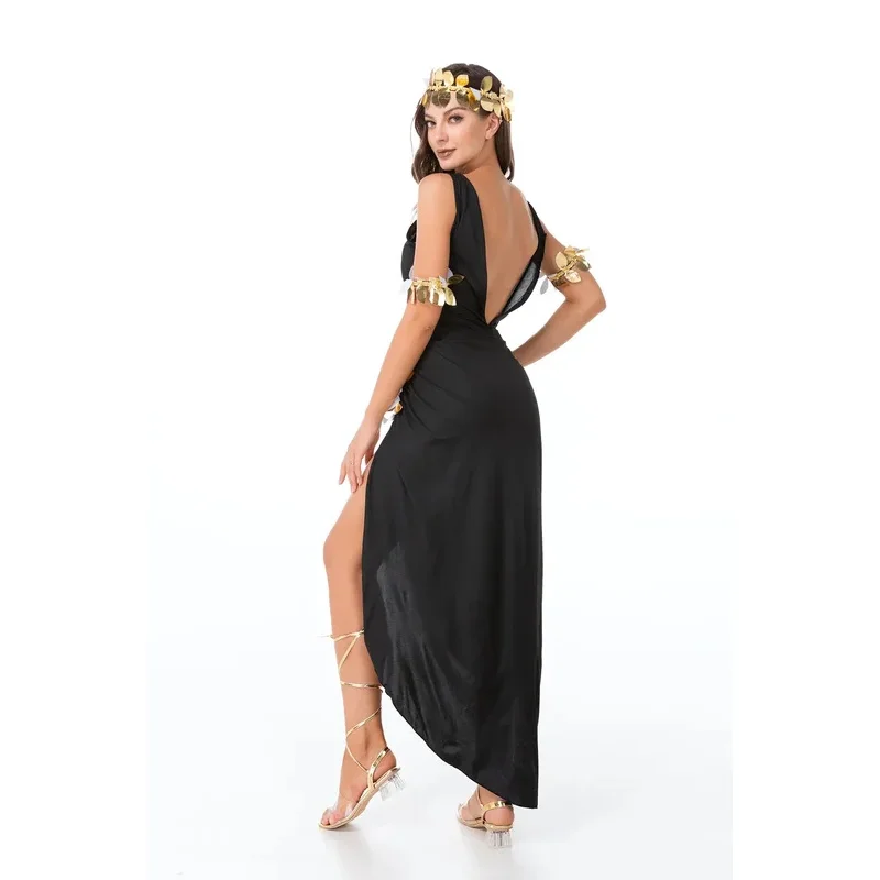 Sexy Egyptian Cleopatra Princess Costume Ladies Roman Toga Robe Greek Goddess Medieval Halloween Gold Dress Fancy Costume