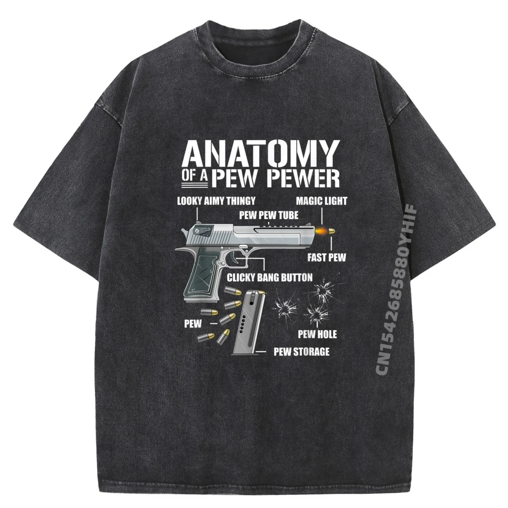 

Mens Anatomy Of A Pew Pewer 2A Ammo Gun For Men Mens Korean Fashion Loose Washed Tee Shirt Men Clothes