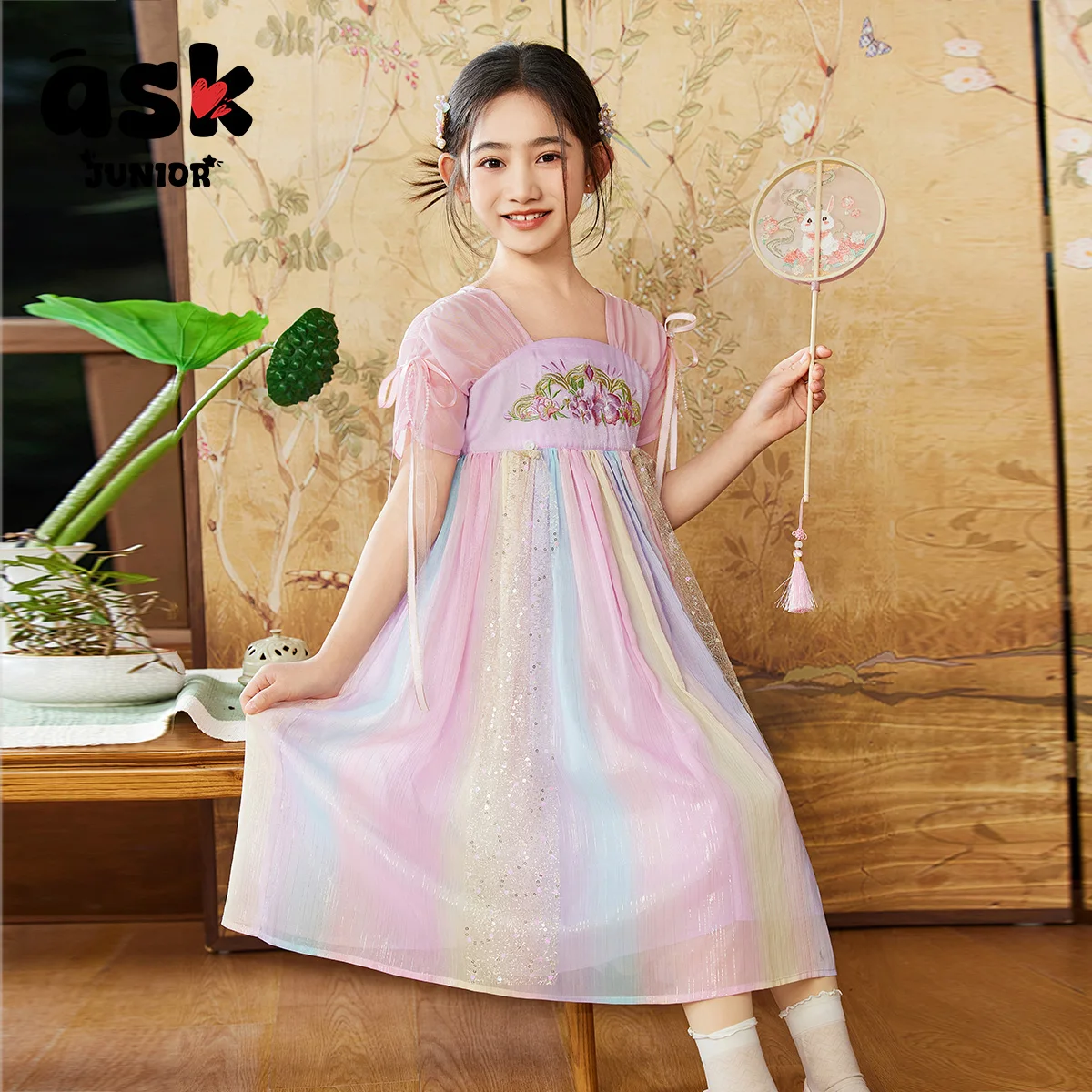 اسأل فستان هانفو الصيني الجديد للأطفال على الطراز الوطني الصيفي للفتيات الصغيرات فستان الأميرة للأطفال متوسط الأكبر سنًا #2