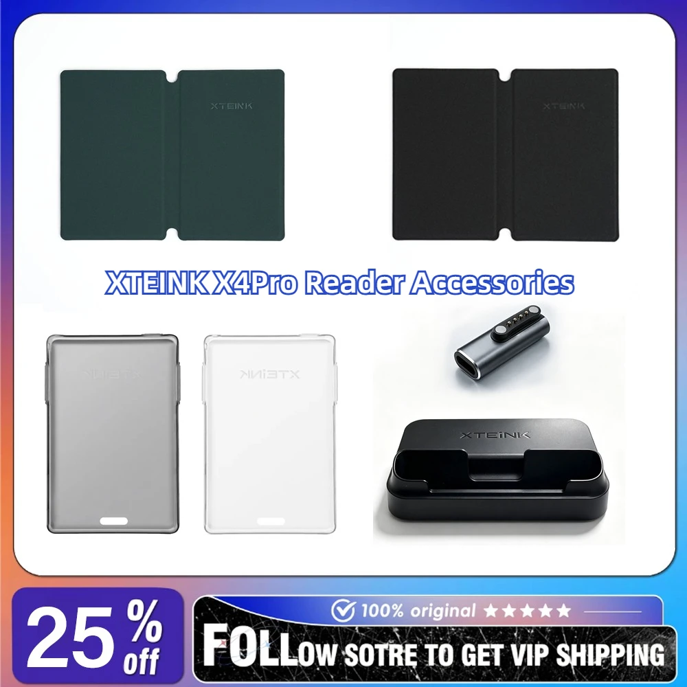 For XTEINK X4Pro E-ink Reader Official Accessories 6-color Magnetic Shell/Frosted Shell/Film/Adapter/charging Desktop Stand