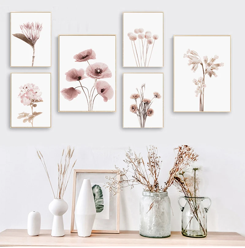 Pósteres e impresiones de flores botánicas, galería, cuadro sobre lienzo para pared, imágenes de plantas para decoración del hogar y la sala de estar