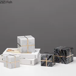 Natural Marble Cube Ornament Magic Cube Sculpture Desktop Display Statue Model Home Accessories Decoration Crafts Miniatures