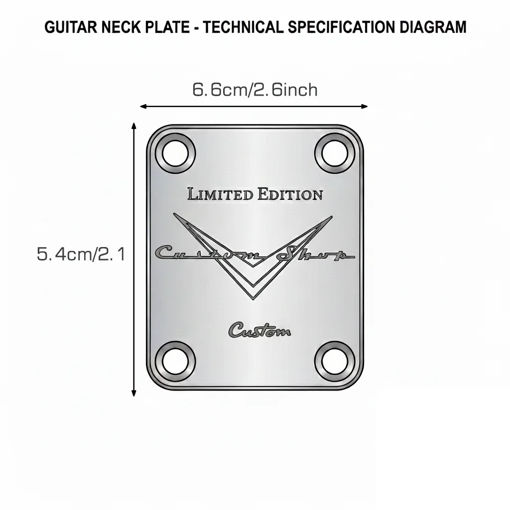 Maßgefertigte Halsplatte für E-Gitarren, im Vintage-Stil, exquisit verarbeitet, ideal für Gitarrenliebhaber, die ihre Gitarre aufwerten und modifizieren möchten. Perfektes Geschenk für die Feiertage, inklusive passender Schrauben. – Detail 2