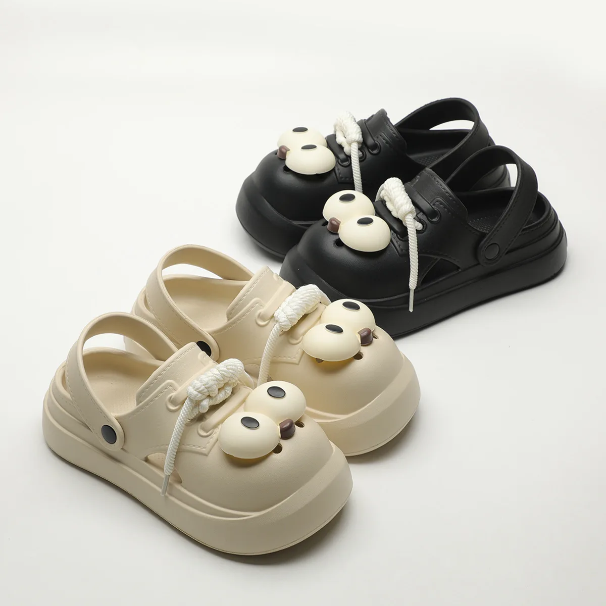 Cute DIY Big Eyes Fashion Clogs For Women Summer Platform Shoes Close Toe Female Home Street Slippers Girls Daily Walking Sandal - view 6