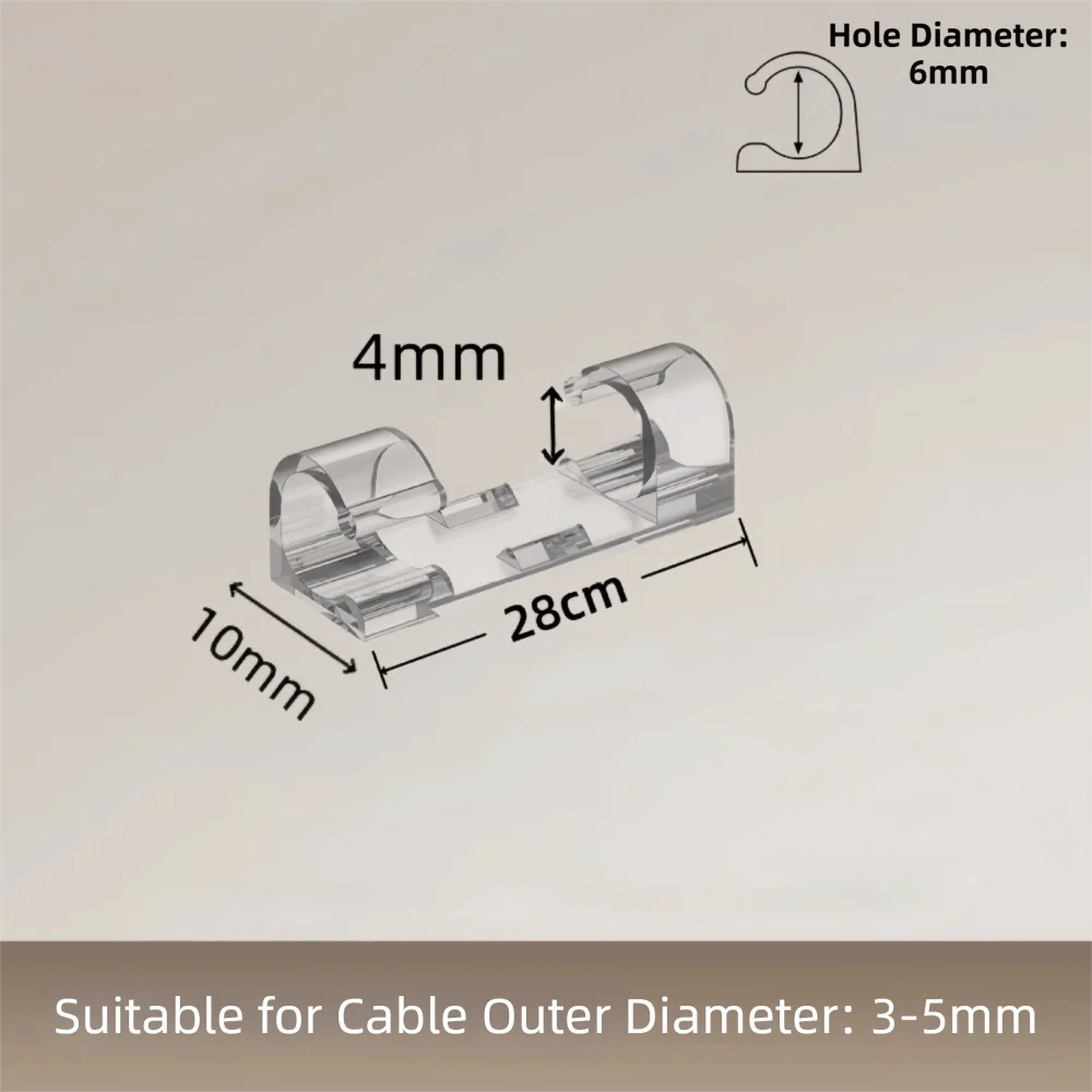 20Pcs Portable Self Adhesive Charge Cable Clips Open C-Shaped Simple Wire Holders Clear Plastic Cable Organizer Under Desk