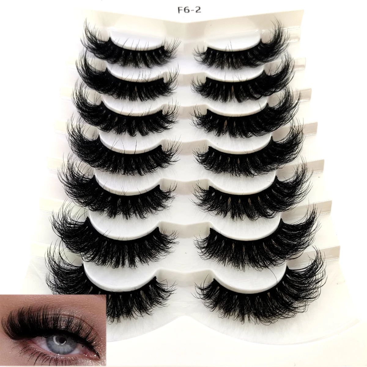 HBZGTLAD 인조 밍크 풍성한 드라마틱 인조 속눈썹 7쌍 자연스러운 긴 휴일 밍크 속눈썹 교묘한 인조 속눈썹