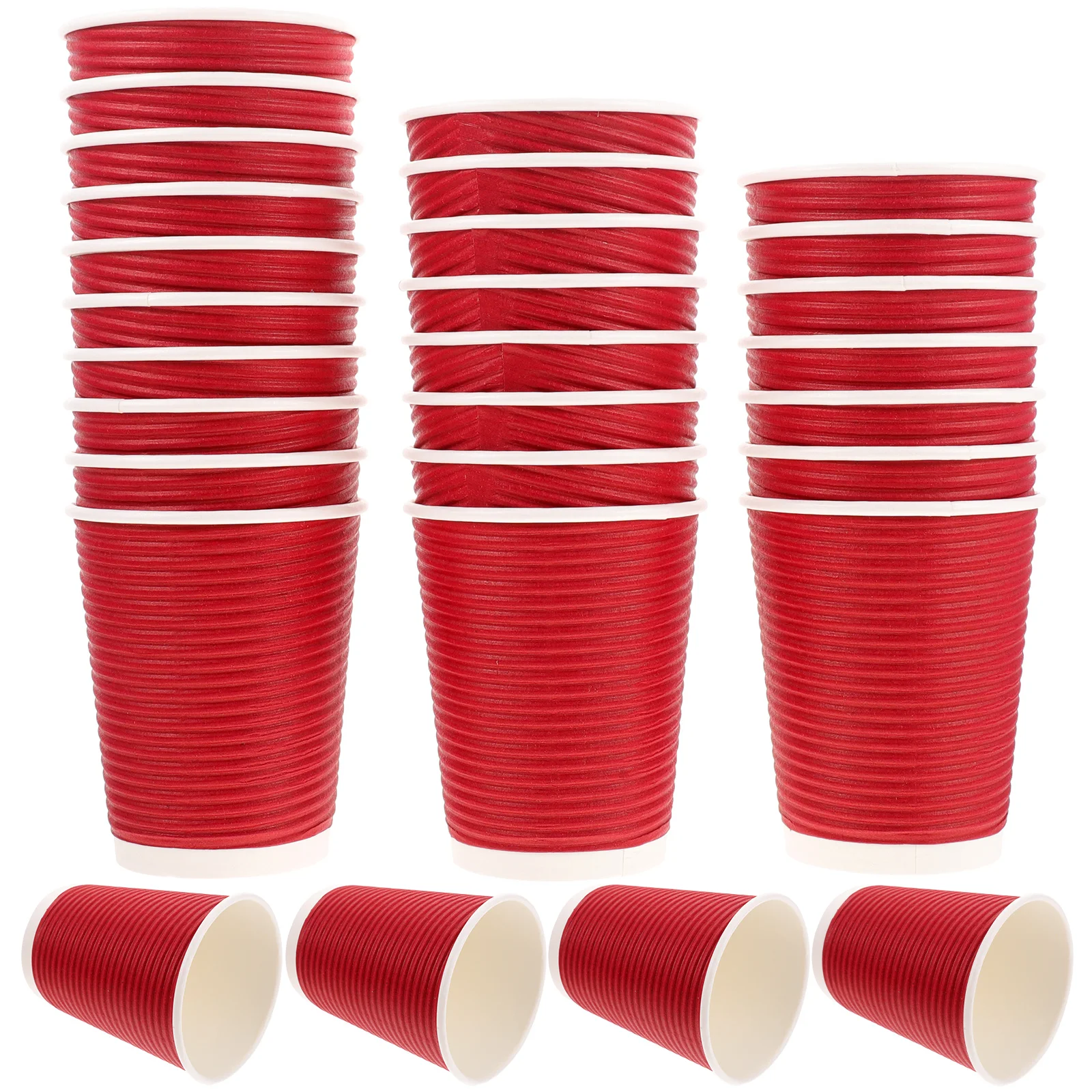 

50Pcs Double Layer Coffee Paper Cups Disposable Hot Beverage Cups Chic Ergonomic Design for Home Bar Party Use
