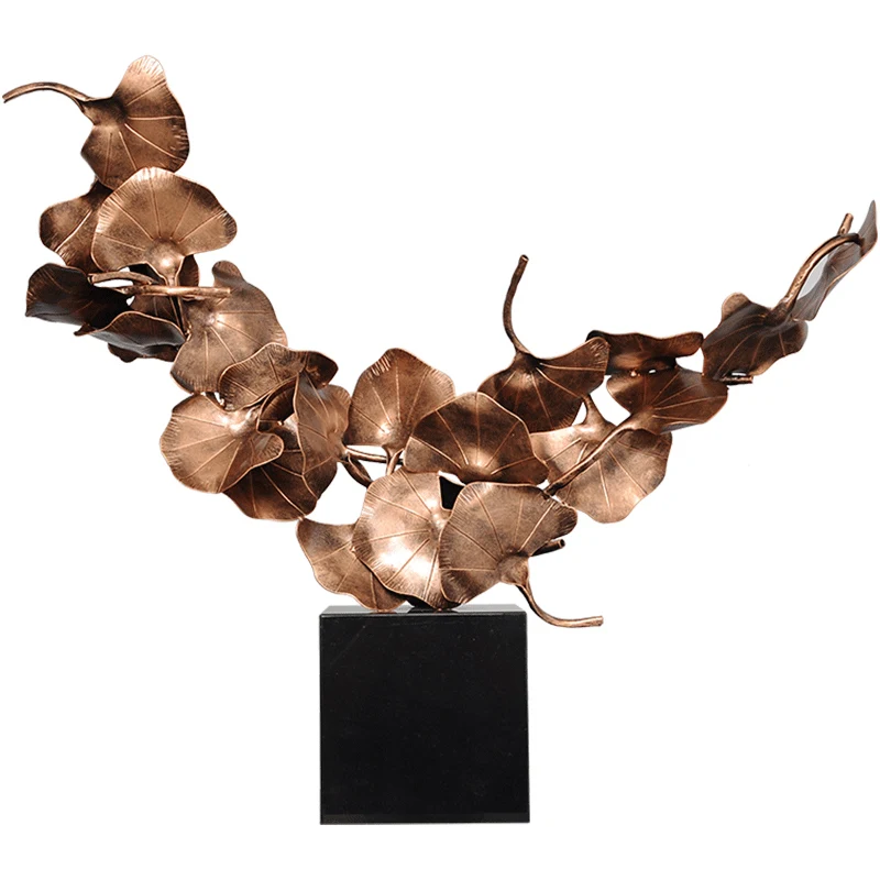 Abstract sculpture ornaments Metal decorative art villa lucky entrance decoration Ginkgo biloba leaves