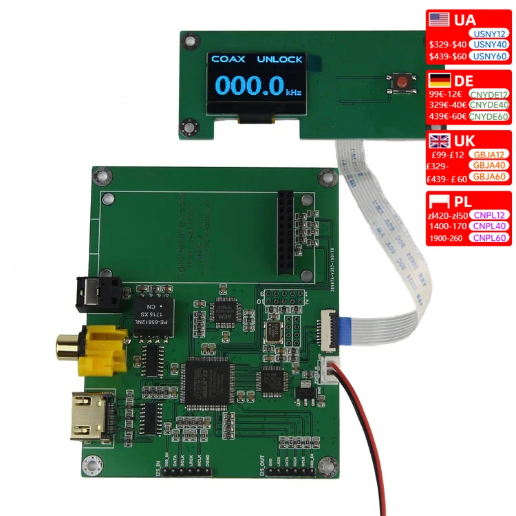 Nvarcher AK4118 Receiver Board Decodes Coaxial USB Bluetooth Fiber To IIS I2s Support XMOS Amanero