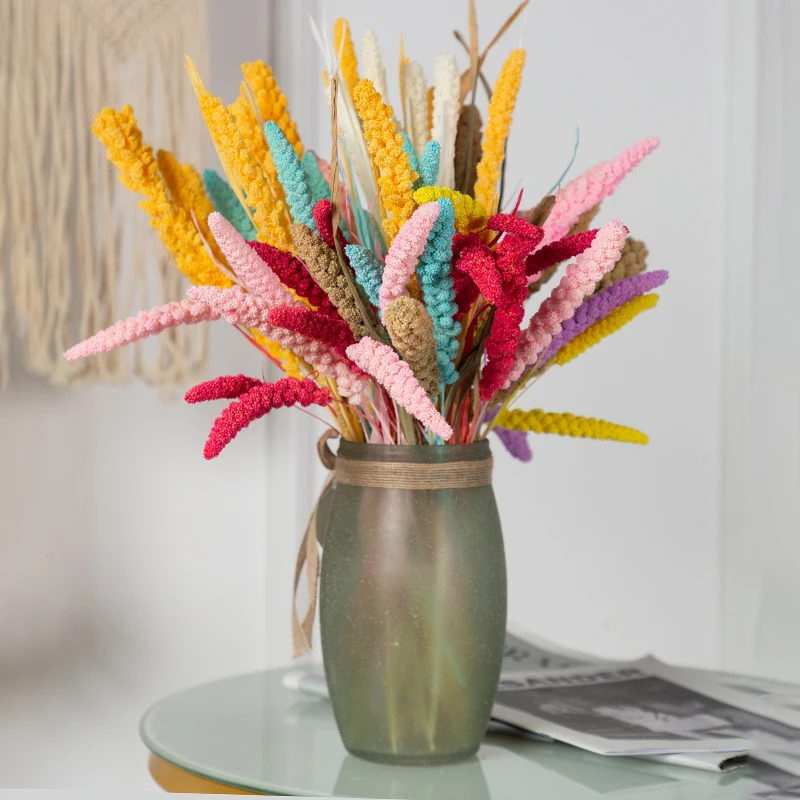 

10PCS Real Natural Dried Plant Millet Spike Bouquet Decorative Flowers Home Decor Wedding Garland Bohemian Decoration