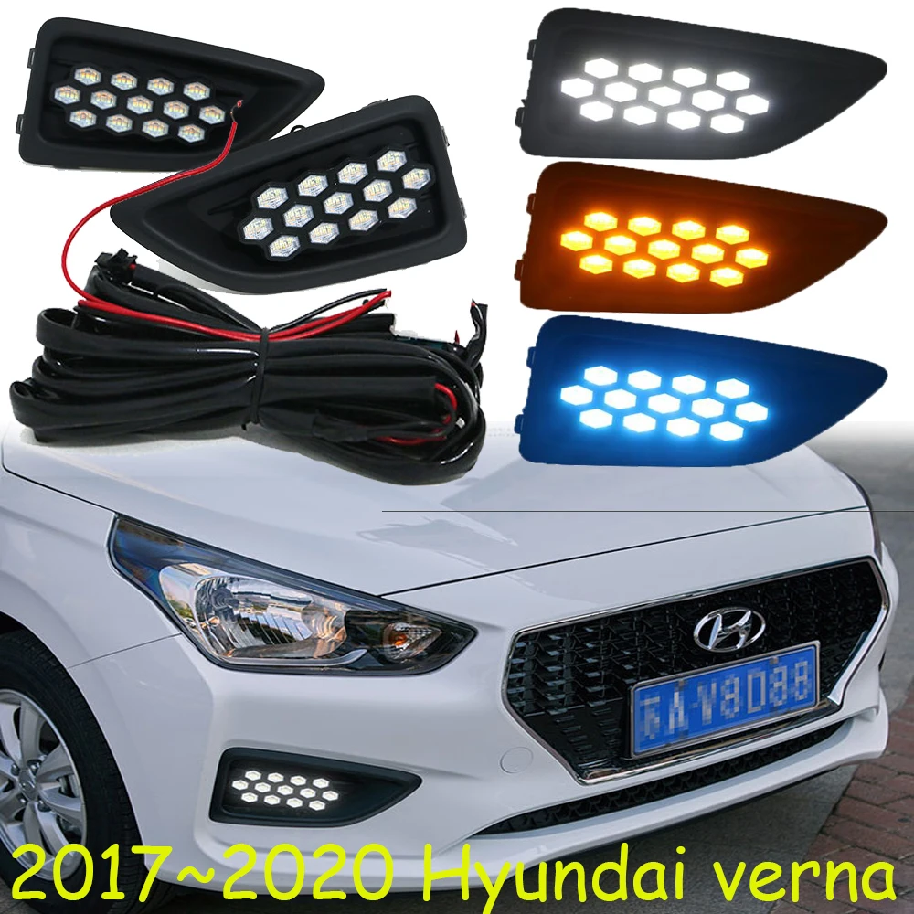 

1set Dynamic Car Bumper Headlight For Verna Daytime Light Solaris 2017~2020y DRL Car Accessories LED Headlamp Verna Fog Light