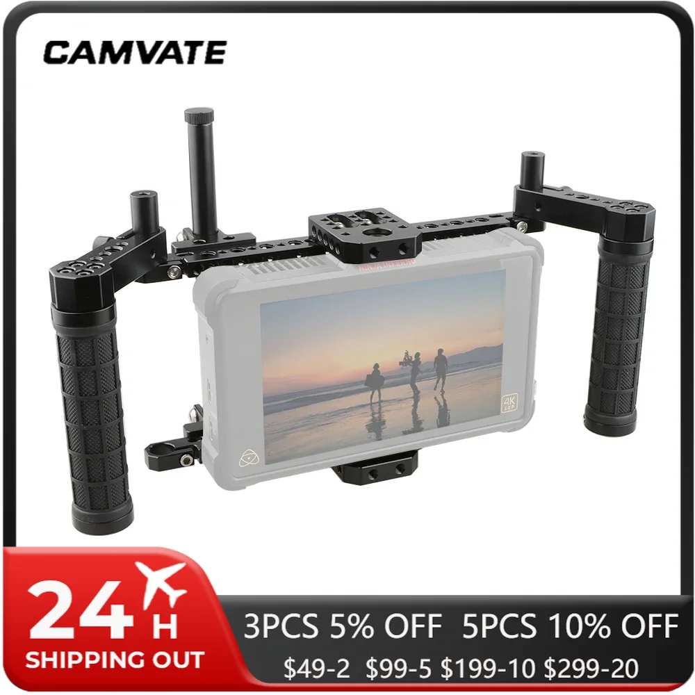 CAMVATE Director's Monitor Cage Rig With Adjustable Rubber Handles & Cheese Plate For 5