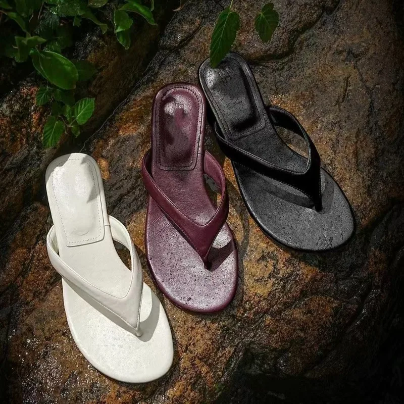 Fashion Round Toe Ladies Thin Heel Slippers Flip Flops Sandals Shoes Shallow Women Medium Heels Slippers Female Slides Pumps