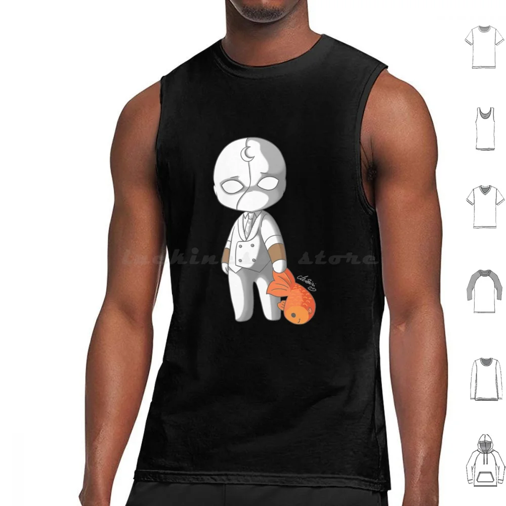 Chibi Mr Knight Camisetas sin mangas de algodón estampado Steven Grant Moon Knight Marc Spector Moonknight Mcu Comics Comic Superhéroe