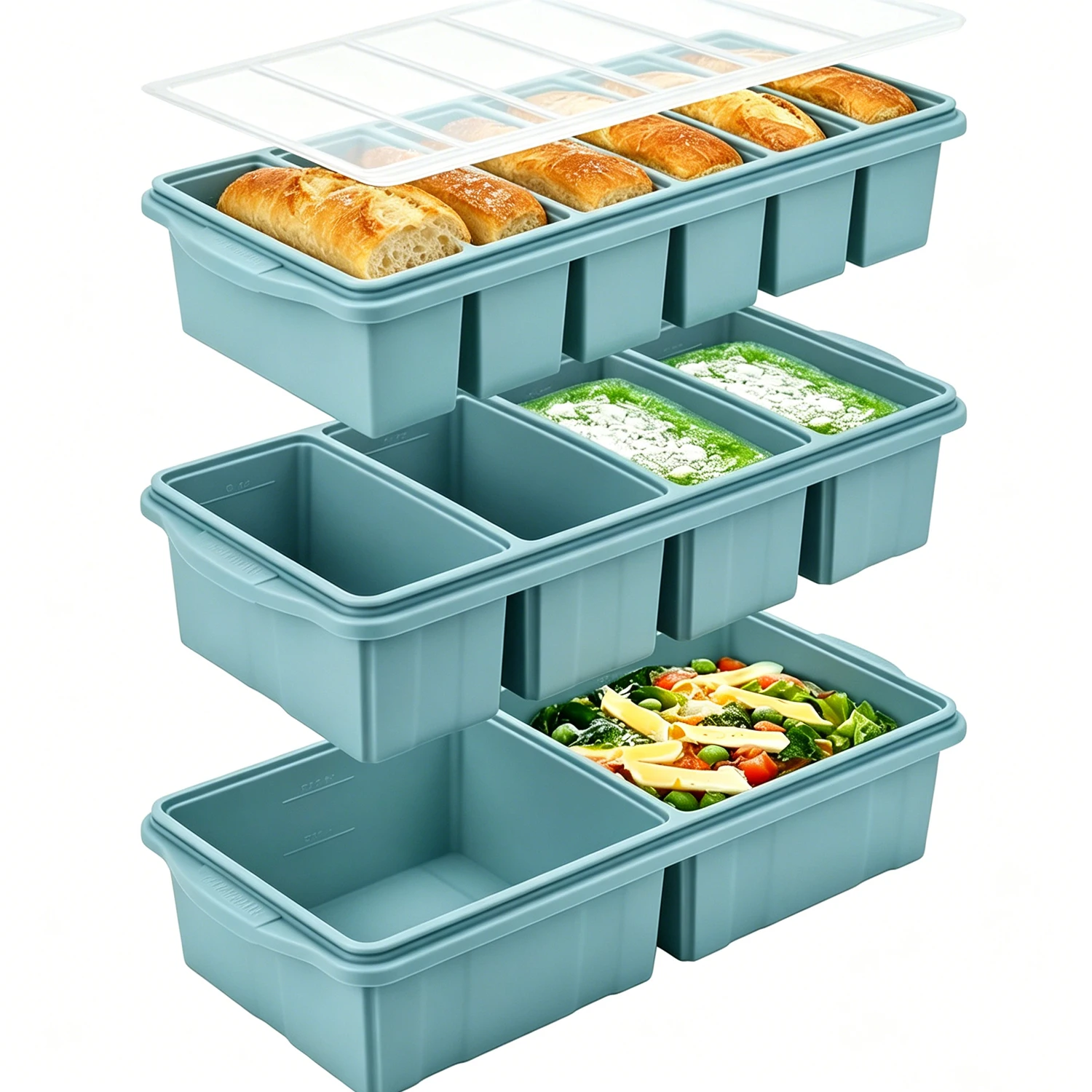 Meal Prep Frozen - Cetakan Silikon untuk Freezer dengan Tutup,
