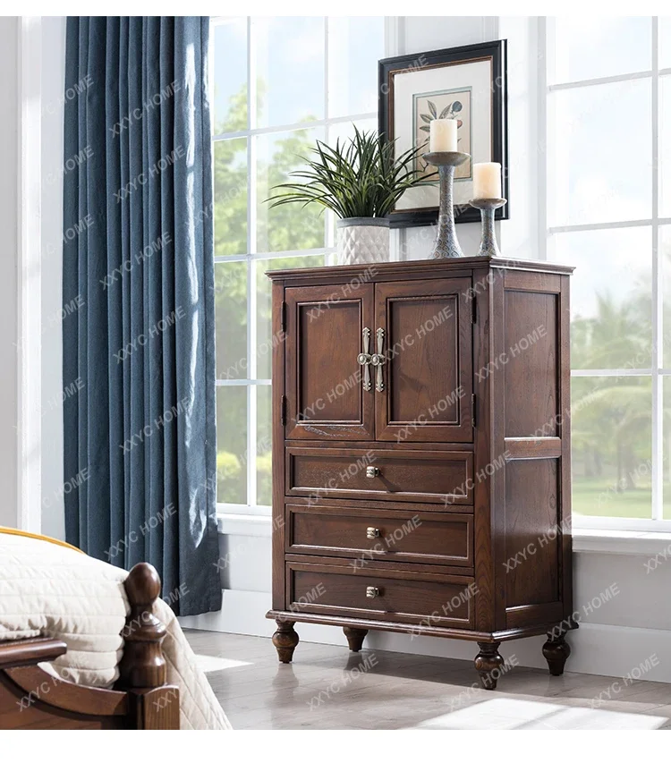 Double Door Chest Of Drawers, Bedroom Storage For Clothes, Drawer Storage Cabinet, Ash Wood Living Room, Solid Wood