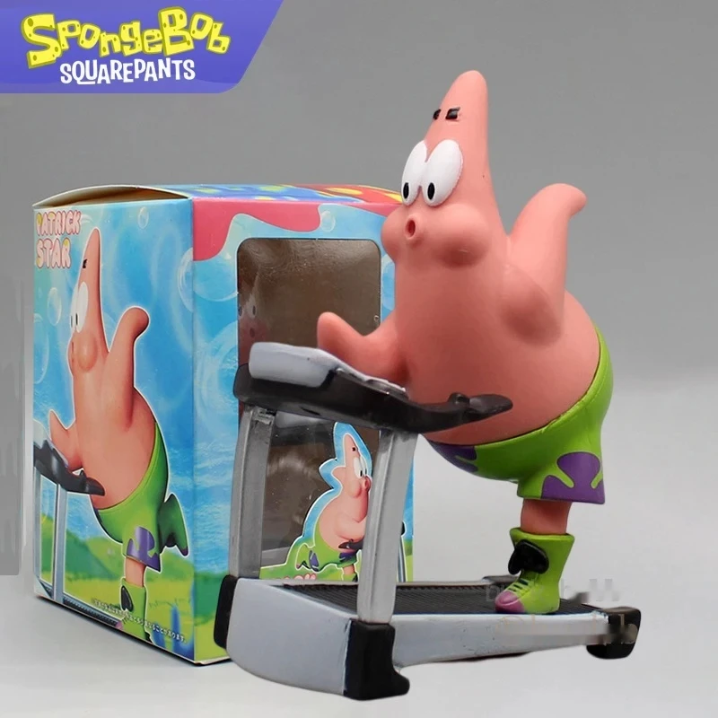 Spongebob Squarepants 10cm Patrick Star Fitness Posture Action Figure Anime Weightlifting Decoration Model Doll Toys Gift