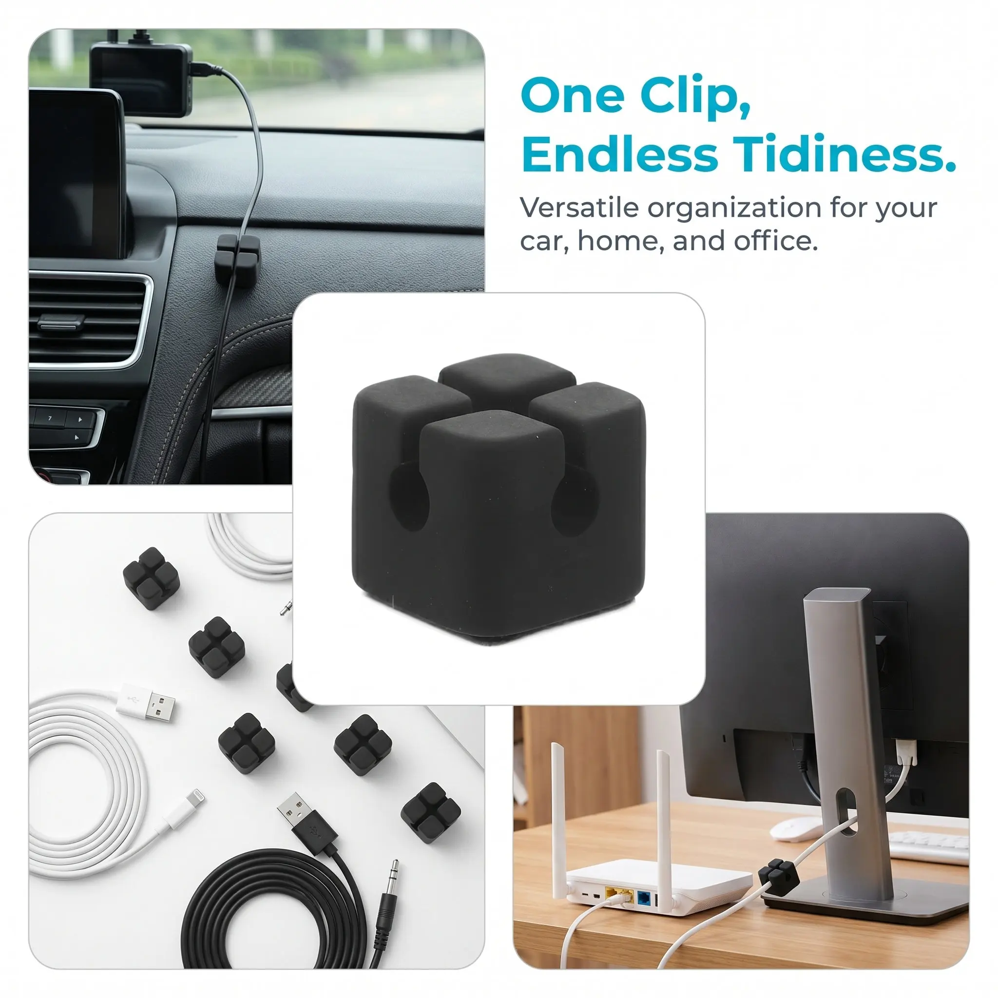 20Pcs Auto Cable Organizer Silicone Cord Keeper for Cars Multipurpose Wire Management Charging Router Audio Cables Car Interior