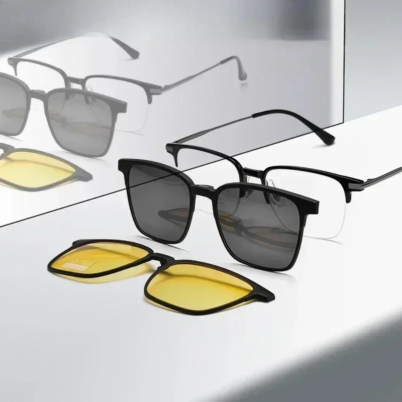 

Солнцезащитные очки KIZN 53-18-145, желтые поляризационные солнцезащитные очки ночного видения для вождения, титановые очки для близорукости, дальнозоркости, Customizat