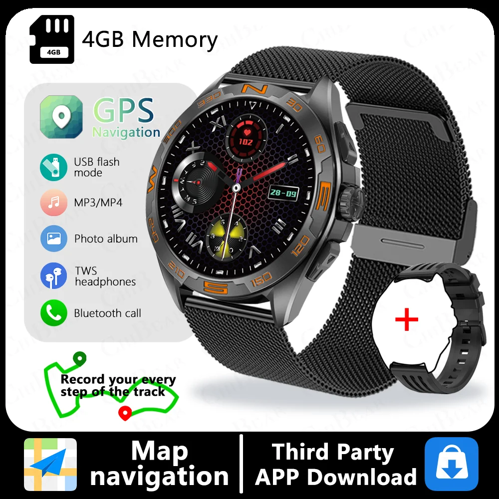 2025 For HUAWEI Smartwatch Men GPS Map Navigation 4G Memory HD Call Recording AMOLED Screen Chatgpt Sports Waterproof SmartWatch