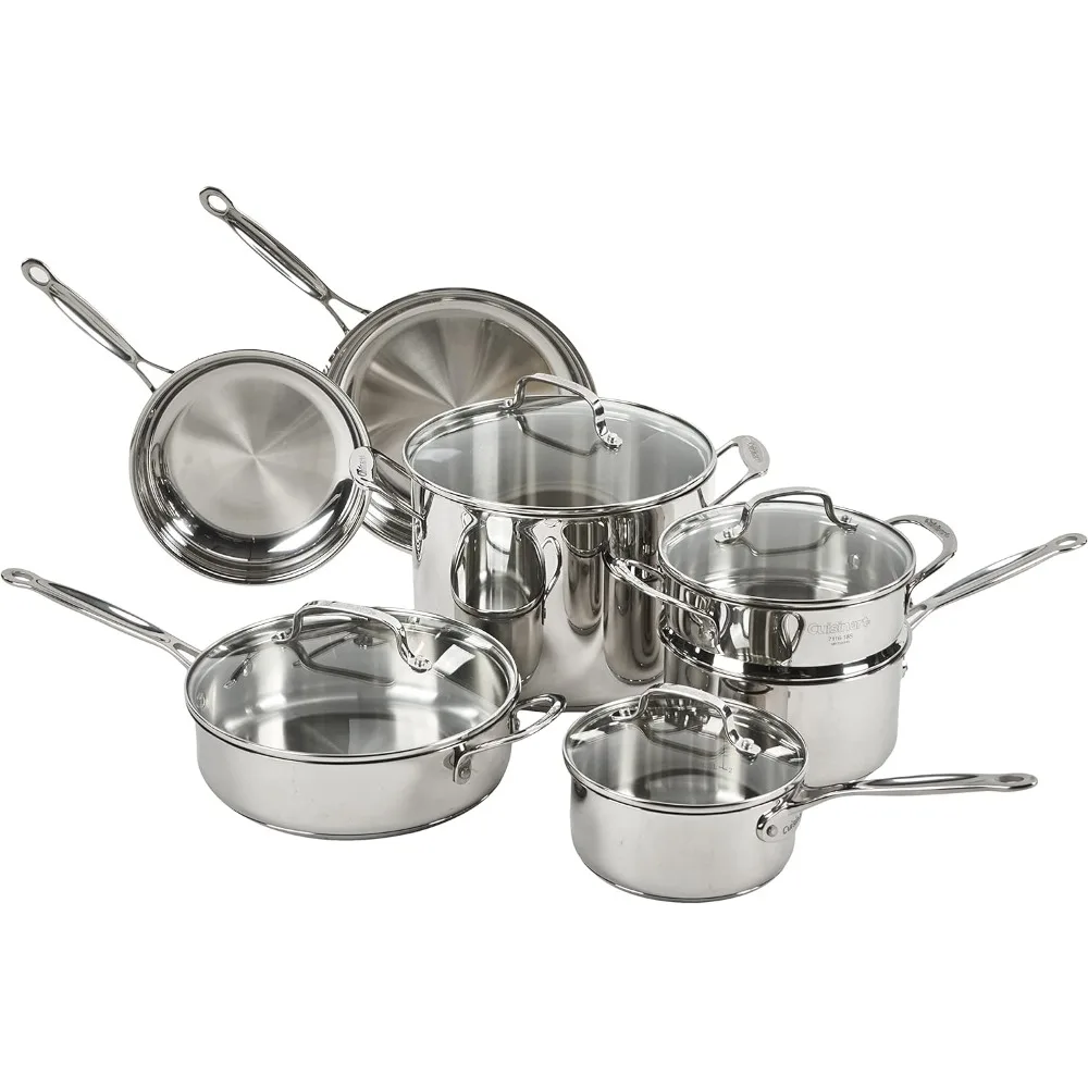 11-Piece Cookware Set, Chef's Classic Stainless Steel Collection, Dishwasher Safe, Making Cleanup Effortless, Free Shipping