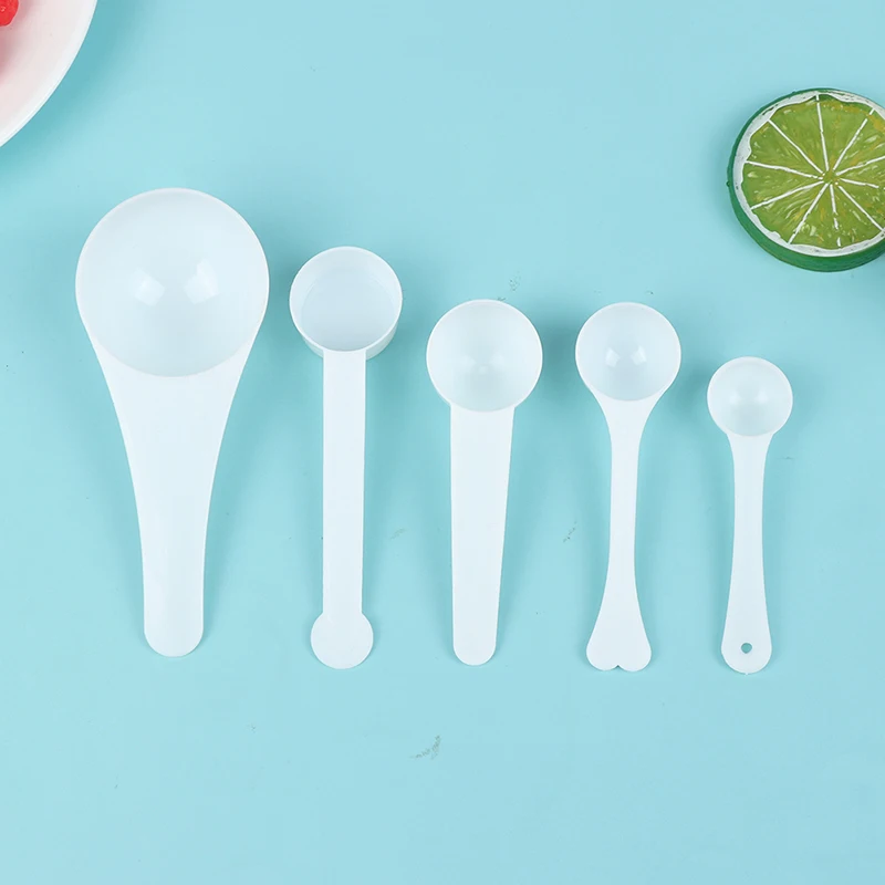 10Pcs 1g 3g 5g 10g Kitchen White Measuring Plastic Scoop Measuring Spoons Milk Powder Spoons 2ml/6ml/10ml/20ml/30ml