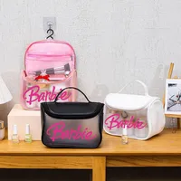 Barbie Large-capacity Cosmetic Bag Women's Portable Transparent High-end Waterproof Travel Product Washing Anime PU Storage Bag