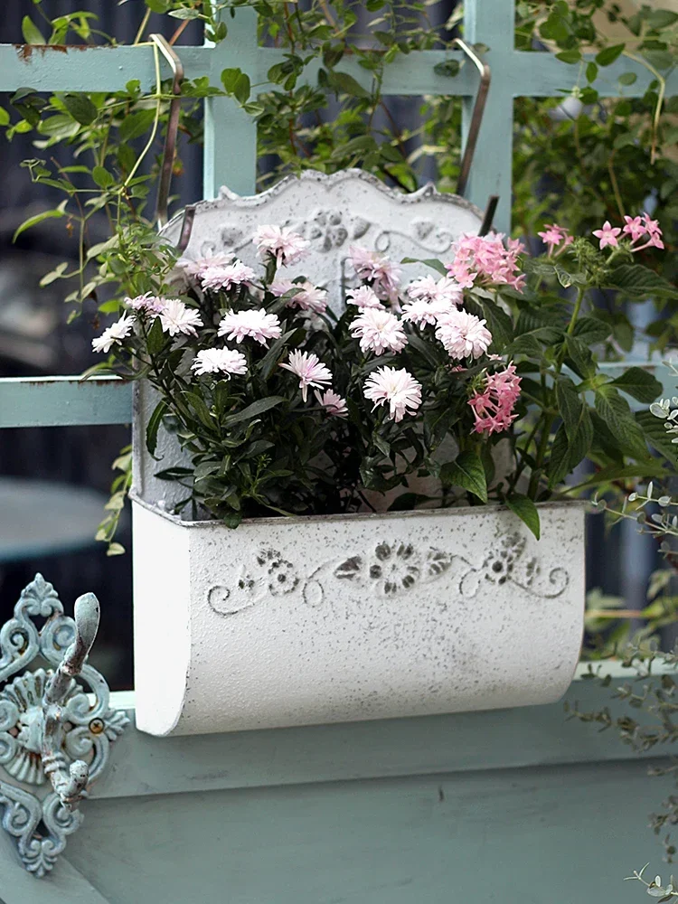 

Sendeyuan Garden wrought iron wall hanging flower pot European home decoration balcony retro wall flower ware