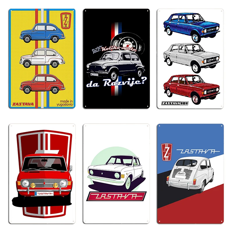 Zastava 750 Fića 101 128 Stojadin majica Yugoslavia Metal Plaque Club Bar Customize Garage Mural Tin Sign Poster