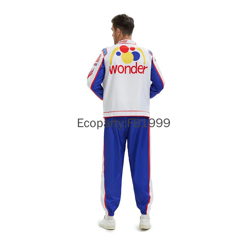New Talladega Nights Ricky Bobby Racing Uniform Cosplay Red Cal Naughton Jr. Wonder Bread Racing Suit Halloween Costume for Men
