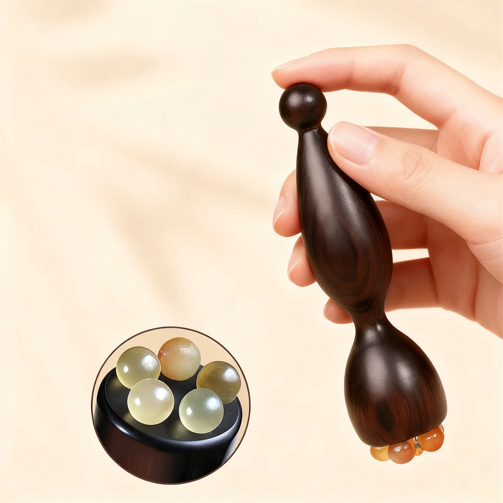 Wood Horn Small Lotus Eye Massager Facial Gua Sha Tool forStimulation Acupressure Lymphatic Drainage and Skincare