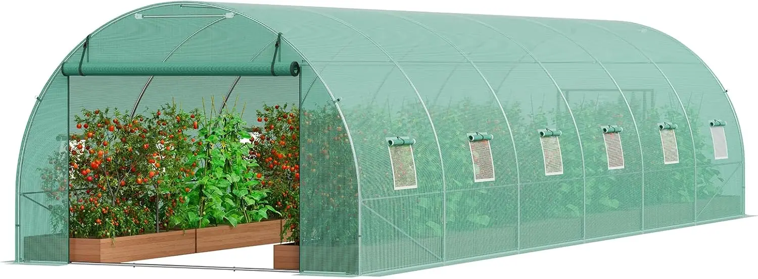 Vevor Walk-In Tunnel Greenhouse, 29.2X9.7X6.5 Ft Hoop House Greenhouse Tunnel, Plant Hot House With Galvanized Steel Frame,