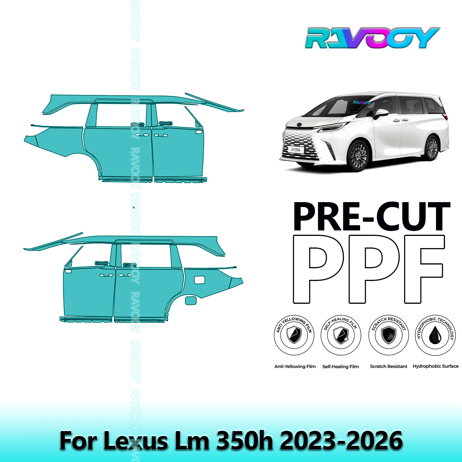 

For Lexus Lm 350h 2023-2026 8.5mil Clear Matte Pre-Cut PPF Door & A/B Pillar Kit TPU Paint Protection Film Set