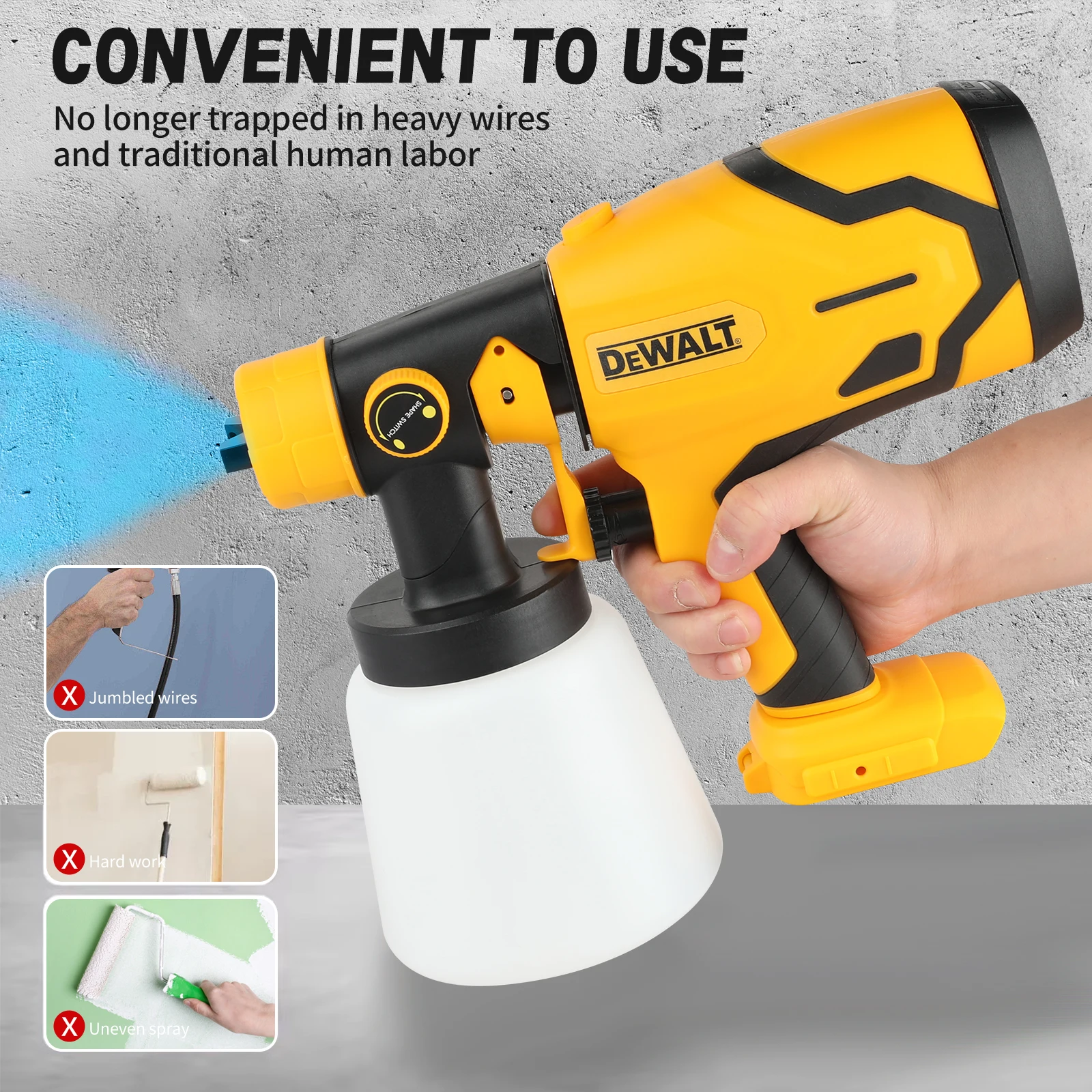 

Dewalt Cordless Electric 800ML Spray Gun Portable Paint Sprayer High Power Auto Furniture Coating Airbrush For Dewalt Battery