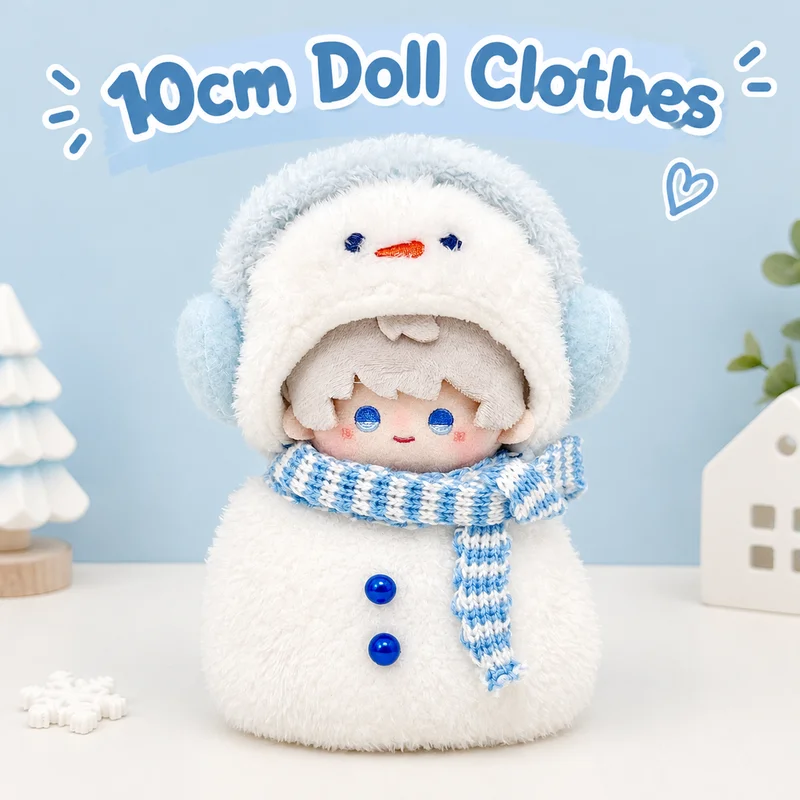 10cm Cotton Doll Clothes Snowman Outfit Plush Headwear Scarf Set For Normal Stuffed Plush Doll Dress Up Accessories