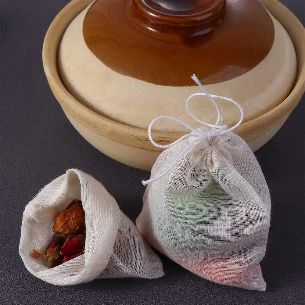 Natural Unbleached Food Packing Bags Portable Muslin Bag Cotton Pouch Drawstring Bags Sachet Bag